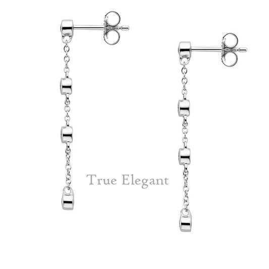 1.0Ct Moissanite Bezel Set Drop Earrings In Sterling Silver