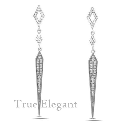 True Elegant Dainty Delicate Moissanite Drop Earrings In Sterling Silver