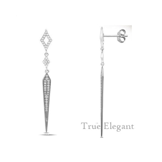 True Elegant Dainty Delicate Moissanite Drop Earrings In Sterling Silver