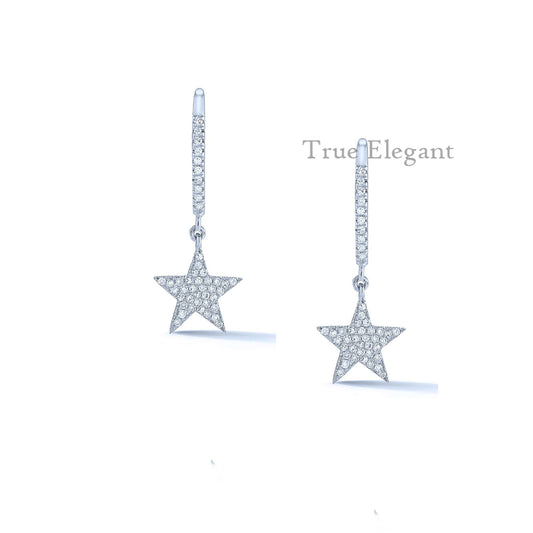 1.50Ct Moissanite Star Drop Pave Set Dangle Earrings In Sterling Silver