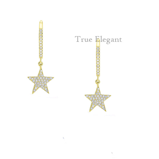 1.50Ct Moissanite Star Drop Pave Set Dangle Earrings In Sterling Silver