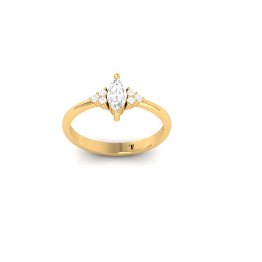Marquise Cut Cluster Diamond Ring for Women in 18K Yellow Gold Over Sterling Silver – Elegant Promise or Engagement Ring