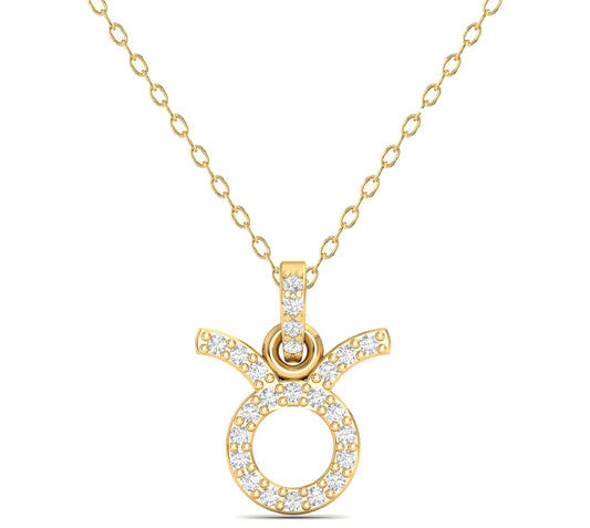 Taurus Zodiac Necklace – Astrological Horoscope Pendant in 18K Yellow Gold Over Sterling Silver