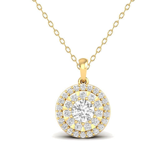 2CT Round Cut Diamond Pendant for Her in 18K Yellow Gold Over Sterling Silver