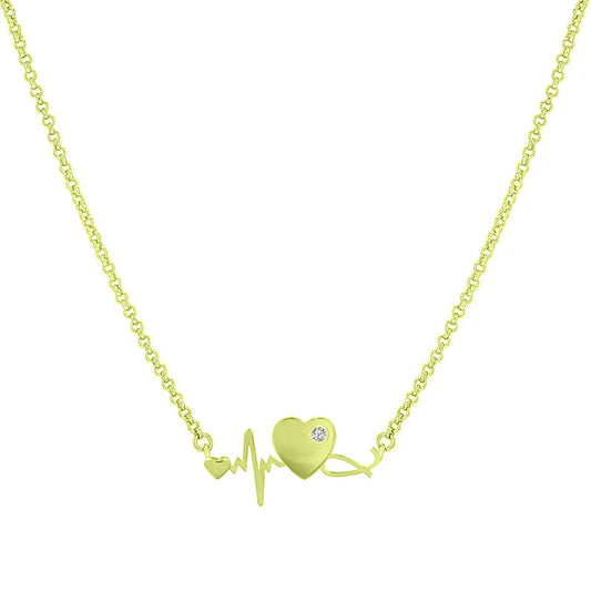 Dainty Heartbeat Heat Pendant Necklace In Sterling Silver
