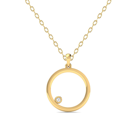 0.79CT Round Cut Diamond Circle Pendant for Women in 18K Yellow Gold Over Sterling Silver