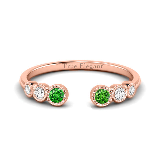 1.0 Carat Emerald Open-Space Ring With Diamond In Sterling Silver