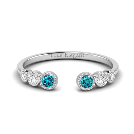 1.0 Carat Topaz Open-Space Ring With Diamond In Sterling Silver