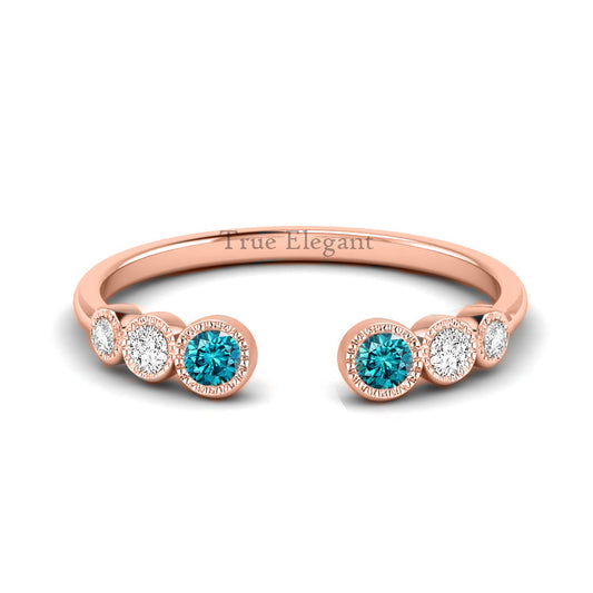 1.0 Carat Topaz Open-Space Ring With Diamond In Sterling Silver