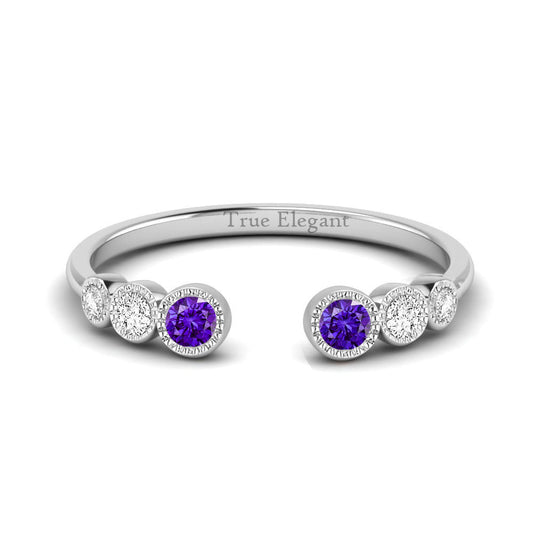 1.0 Carat  Sapphire Open-Space Ring With Diamond In Sterling Silver