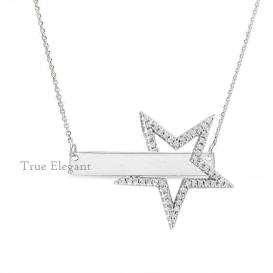1.0 ct. t.w. Moissanite Diamond Bar With Star Pendant Necklace in Sterling Silver