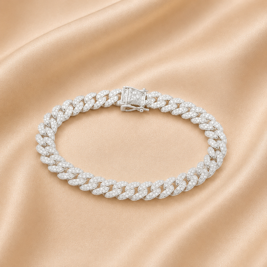 Men's Cuban Link Diamond Tennis Bracelet, Iced Out Chain Bracelet, Luxury Hip Hop Jewelry, Chunky Men's Bracelet