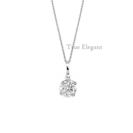 True Elegant 1.30 ct. t.w. Moissanite Diamond Dainty Solitaire Pendant Necklace in Sterling Silver