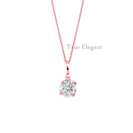 True Elegant 1.30 ct. t.w. Moissanite Diamond Dainty Solitaire Pendant Necklace in Sterling Silver