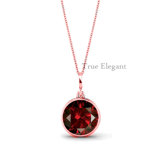 2.0Ct Red Garnet Bezel Set Dainty Everyday Pendant In Sterling Silver
