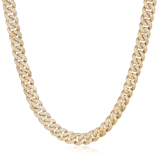 True Elegant Men's Sterling Silver Cuban Chain with Moissanite Diamonds - Luxury Redefined