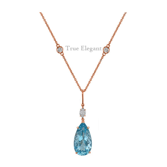2.0CT Pear Topaz Moissanite Pendant Necklace In Sterling Silver