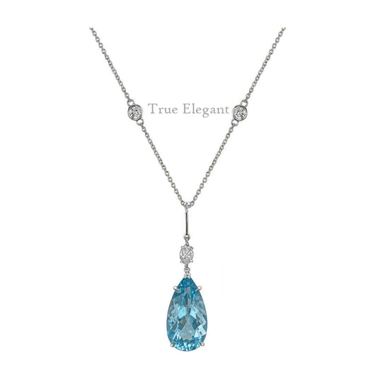 2.0CT Pear Topaz Moissanite Pendant Necklace In Sterling Silver