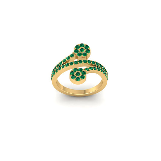 Green Emerald Pave Cluster Adjustable Open Ring for Women
