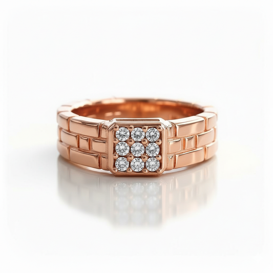 Men's Brick-Link Moissanite Cluster Ring