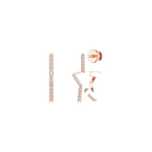 2.0Ct Moissanite Diamond Star Drop Dangle Earrings In 14kt Rose Gold Over Sterling Silver