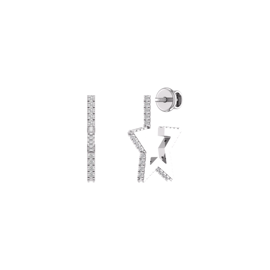 True Elegant 2.0CT Moissanite Diamond Star Dangle Drop Earrings In 14kt white Gold Over Sterling Silver