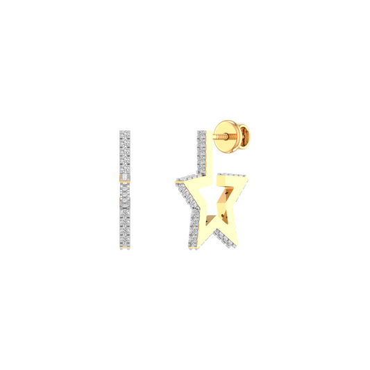 True Elegant Moissanite Diamond Star Drop Earrings In 18kt Gold Over Sterling Silver