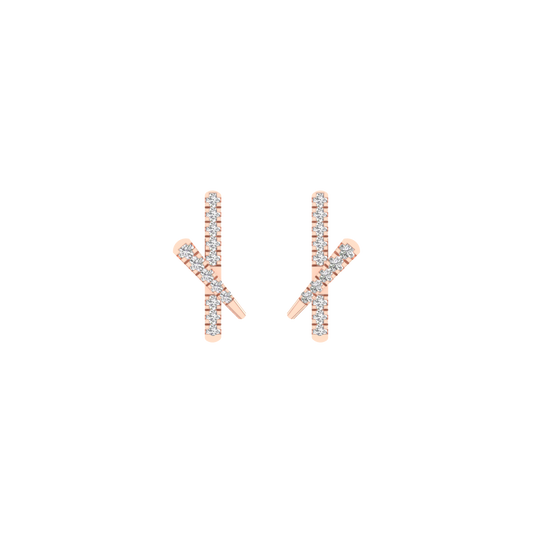Moissanite Diamond Dainty X Stud Earrings For Her In 18kt Rose Gold Over 925 Sterling Silver