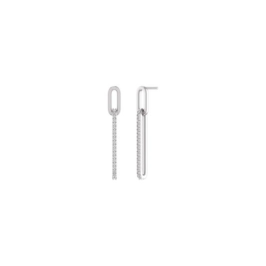 2.0Ct Moissanite Diamond Paper Clip Dainty Drop Dangle Earrings In 14kt White Gold In Sterling Silver