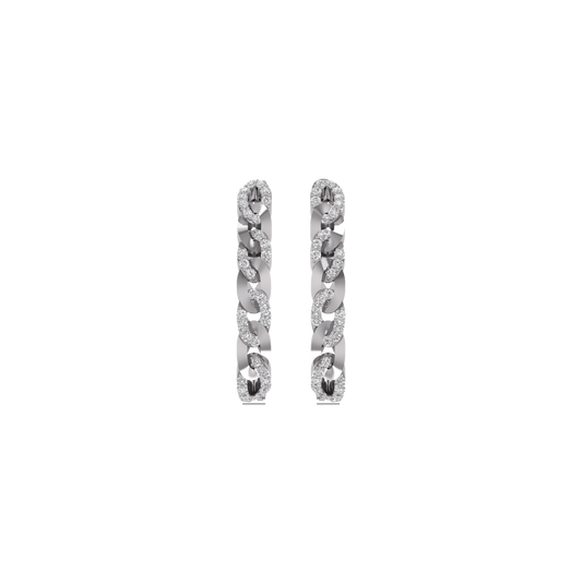 1.0CT Moissanite Diamond Link Cuban Huggies Earrings 925 Sterling Silver