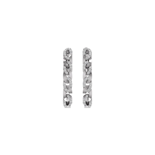 1.0CT Moissanite Diamond Link Cuban Huggies Earrings 925 Sterling Silver
