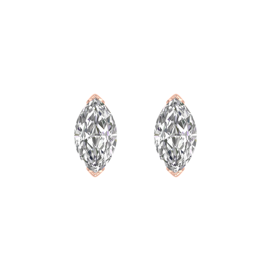 Classic Diamond Studs with a Marquise Solitaire 14kt Rose Gold Over Sterling Silver