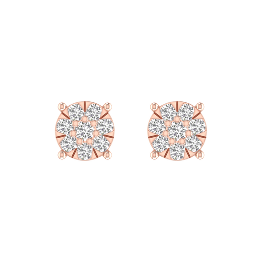 1.0CT Cluster Moissanite Stud Earrings For Men And Women 18kt Rose Gold Over Sterling Silver