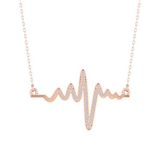 1.0CT Moissanite Diamond Heartbeat Necklace 14kt Rose Gold In Sterling Silver