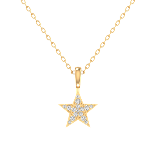 True Elegant 1.0Ct Moissanit Diamond Dainty star Pendant Necklace In 14kt Yellow Gold Finish With 18 Inches Cable Chain