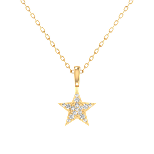True Elegant 1.0Ct Moissanit Diamond Dainty star Pendant Necklace In 14kt Yellow Gold Finish With 18 Inches Cable Chain