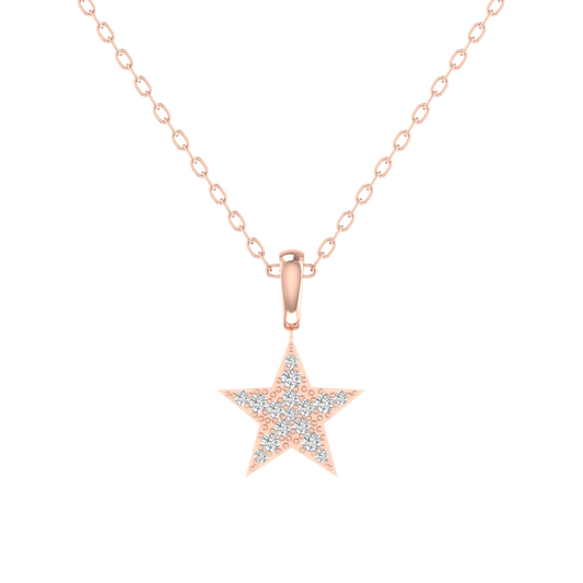 1.0Ct Moissanite Diamond Dainty Star Pendant Necklace With Cable  In 14kt Rose Gold Over Sterling Silver