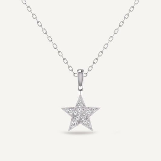 True Elegant 1.0Ct Moissanite Diamond Star Pendant For Her With 18 Inch Cable Chain