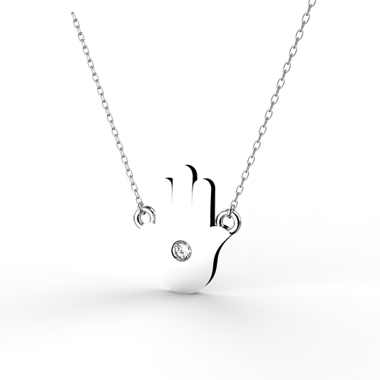 Sterling Silver 15.95MM Moissanite Diamond Hamsa Hand Pendant