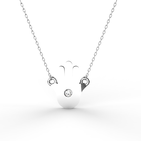 Sterling Silver 15.95MM Moissanite Diamond Hamsa Hand Pendant
