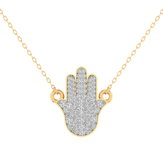 Moissanite Diamond Hamsa Hand of Fatima  Religious Custom Pendant Charm 925 Sterling Silver