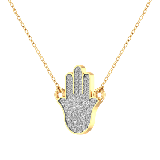 Moissanite Diamond Hamsa Hand of Fatima  Religious Custom Pendant Charm 925 Sterling Silver