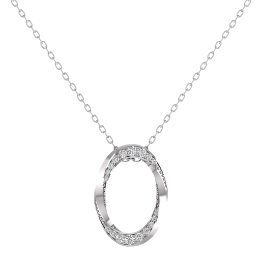 Sterling Silver 15MM Moissanite Diamond Danty Oval Pendant With 18 inch Chain
