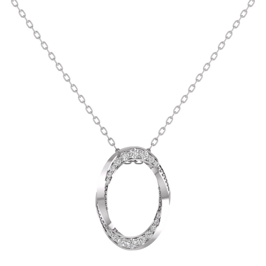 Sterling Silver 15MM Moissanite Diamond Danty Oval Pendant With 18 inch Chain