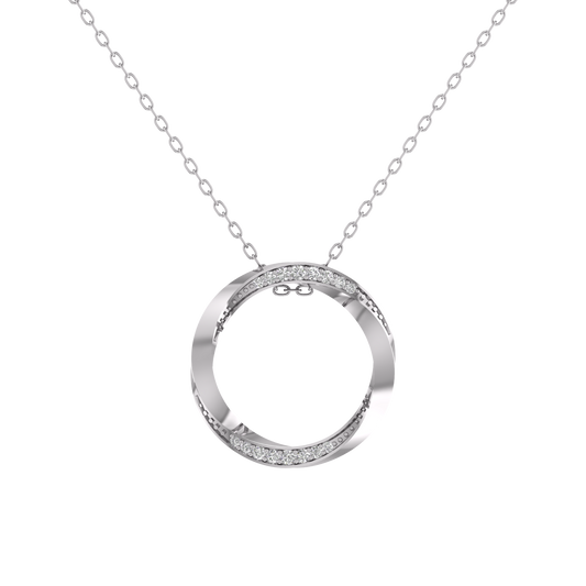 Sterling Silver 14.98MM Moissanite Diamond Danty Circle Pendant With 18 inch Chain