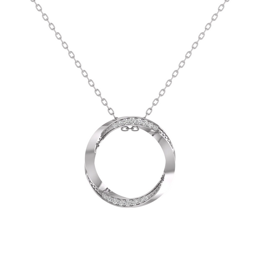 Sterling Silver 14.98MM Moissanite Diamond Danty Circle Pendant With 18 inch Chain