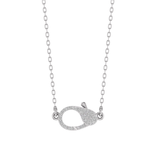 0.50CT Moissanite Diamond Clasp Necklace For Women 14kt White Gold Over Sterling Silver
