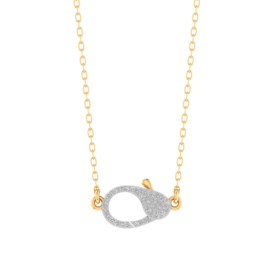 0.5CT Moissanite Pave Diamond Clasp Pendant Necklace In 14kt Yellow Gold Over Sterling Silver
