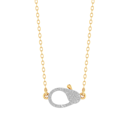 0.5CT Moissanite Pave Diamond Clasp Pendant Necklace In 14kt Yellow Gold Over Sterling Silver