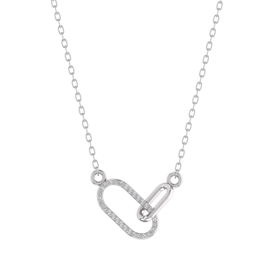 Sterling Silver Moissanite Diamond Danty Paper Clip link Pendant With 18 inch Chain